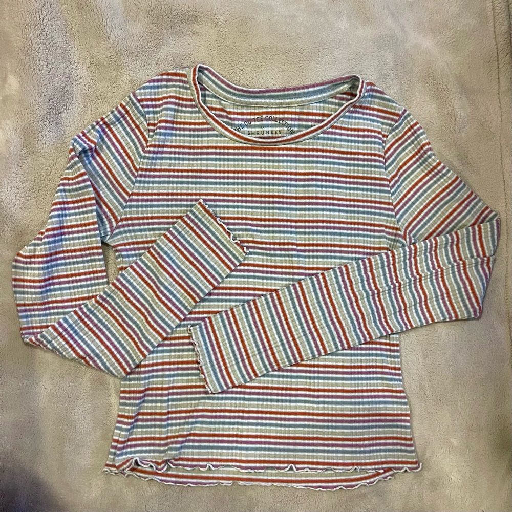 Aeropostale the OG collection shrunken tee. Striped long sleeve with lettuce hem